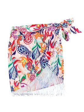 Sarong Wrap Fringe Hem Tie Closure Beachwear Cover-Up Women One Size Medium